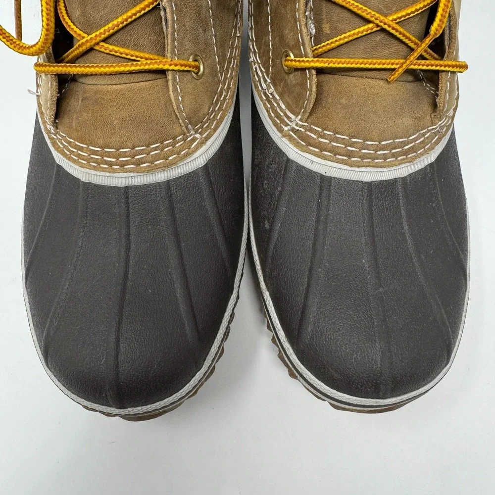 Eddie Bauer Hunt Pac Duck Boots Brown Leather Waterproof Rubber Ankle Women's 10